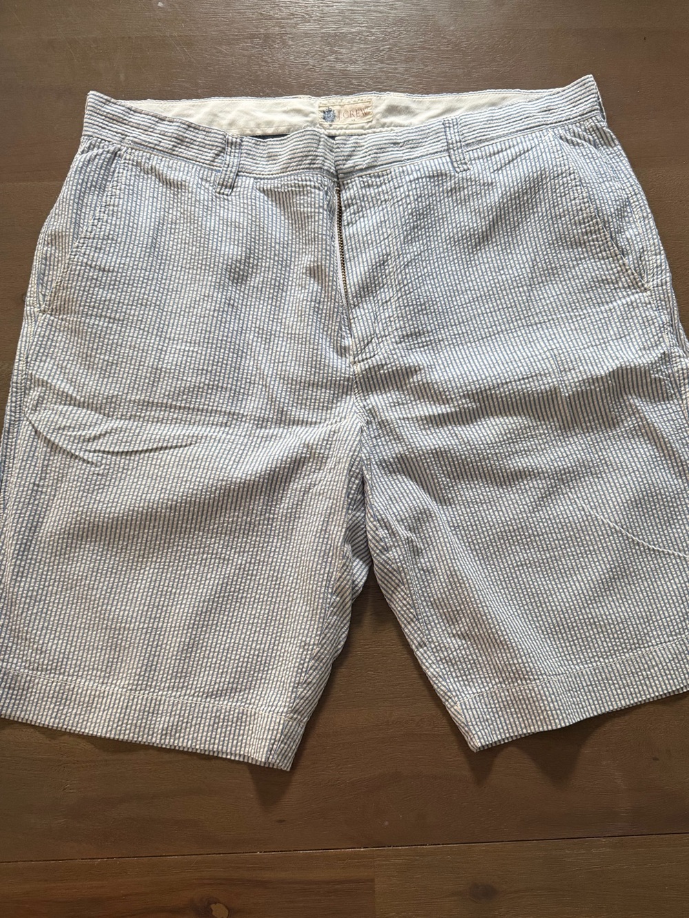 J. Crew Blue and White Seersucker Flat Front Shorts
